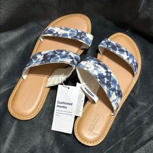 Old Navy Blue and White Double-Strap Sandals
